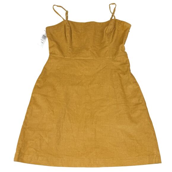 NWT WILFRED Aritzia Isabelle Corduroy Mini Dress Size 4 Golden Amber - Picture 2 of 6